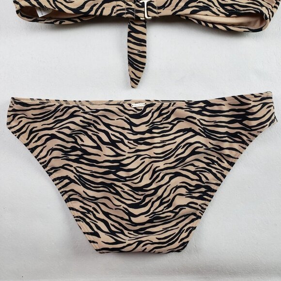 Hollister Animal Print Bikini Womens Medium Tan Two Piece Cheeky Bottom Swimsuit - Picture 6 of 15